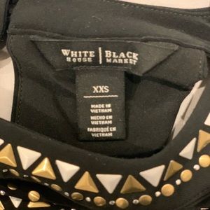 White House Black Market black beaded halter goddess dress